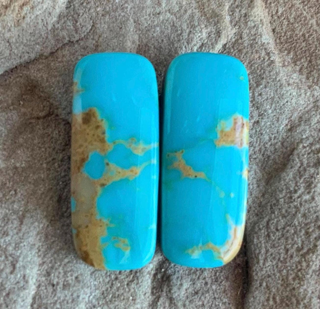 Beautiful Matching Kingman Turquoise Earring Pair or Set of Cabochons