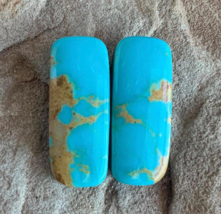 Beautiful Matching Kingman Turquoise Earring Pair or Set of Cabochons