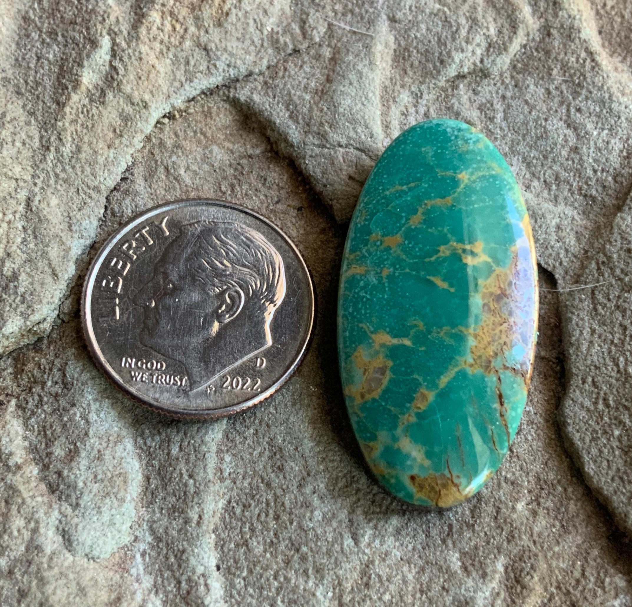 Beautiful Turquoise Mountain Green Long Oval Turquoise Cabochon