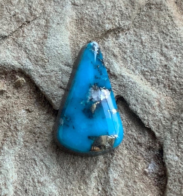 High Grade Blue Ithaca Peak Turquoise Oval Cabochon With Pyrite #IP151