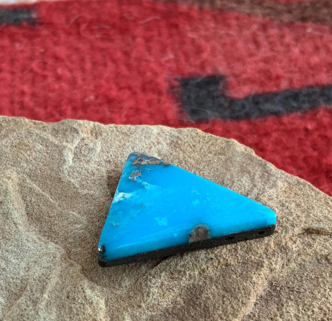 Beautiful Ithaca Peak Turquoise Blue High Grade Triangle Cabochon With Pyrite