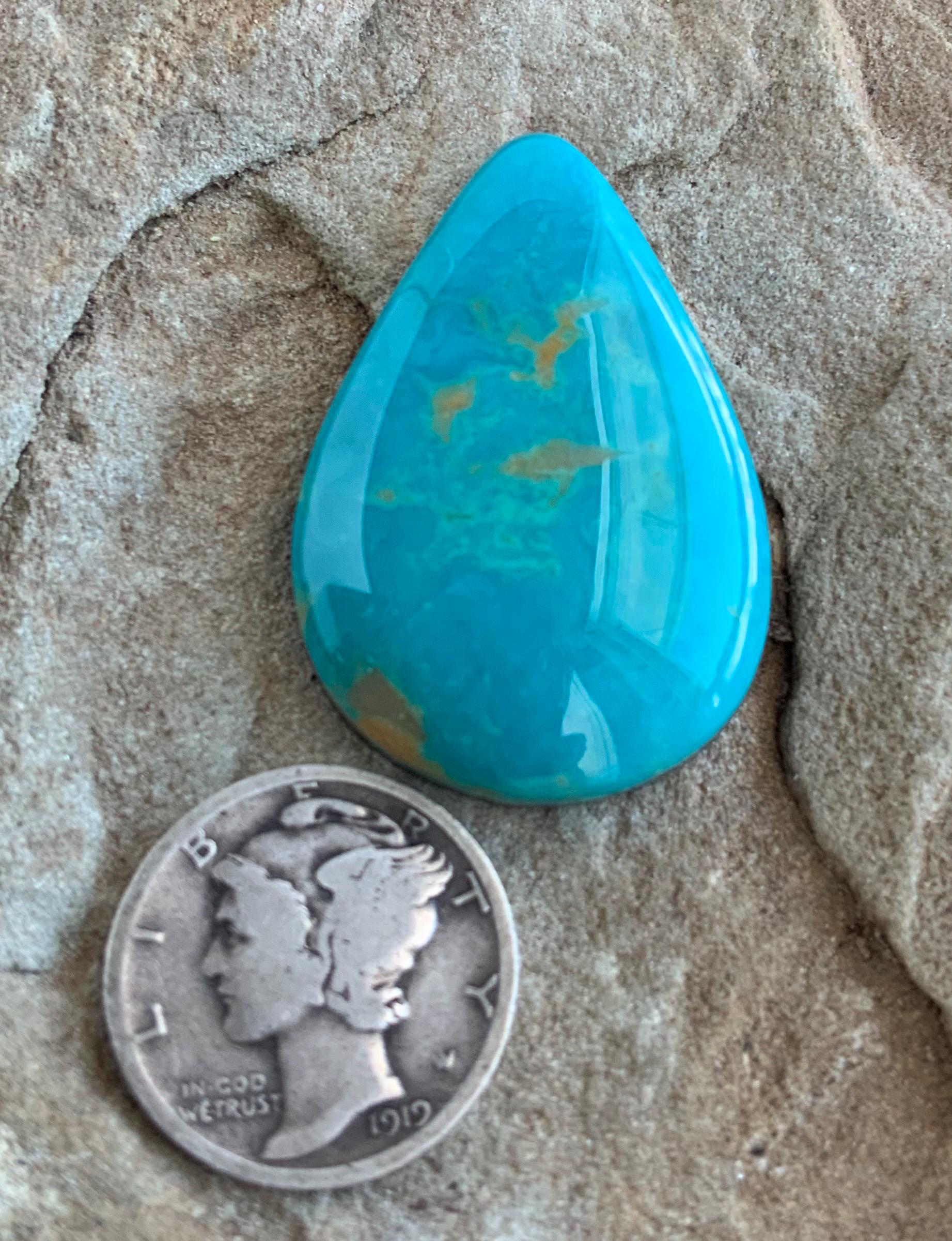 Beautiful Blue Royston Turquoise Teardrop Cabochon #R30