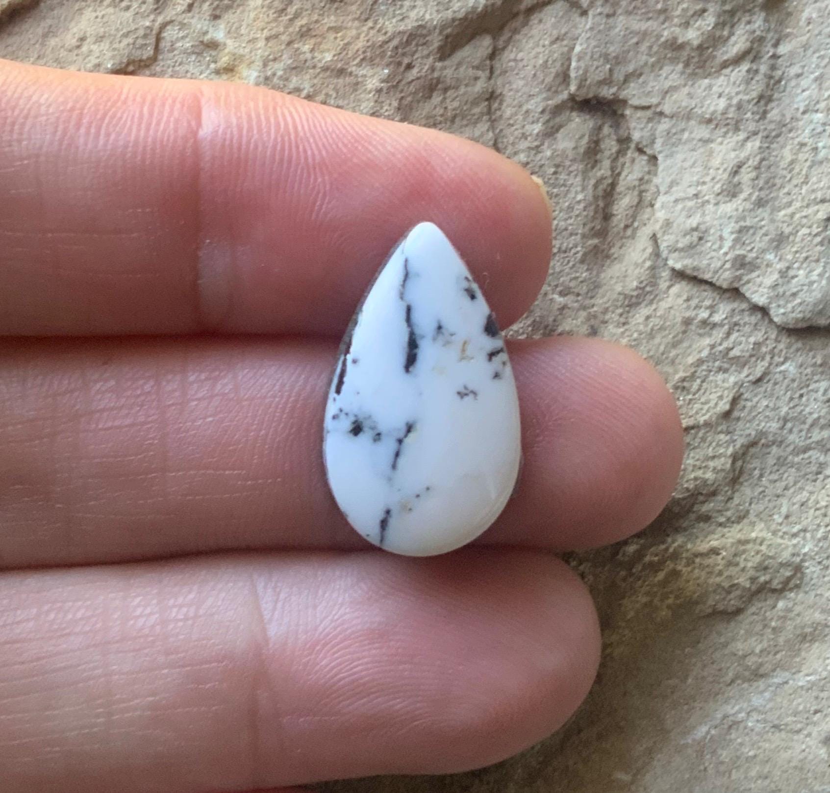 Beautiful Natural White Buffalo Teardrop Cabochon