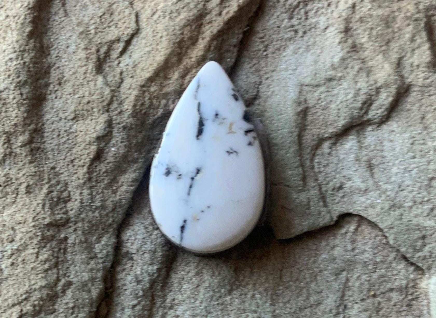Beautiful Natural White Buffalo Teardrop Cabochon