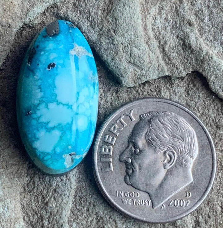 Beautiful Blue Whitewater Turquoise Oval Cabochon With Silver Pyrite