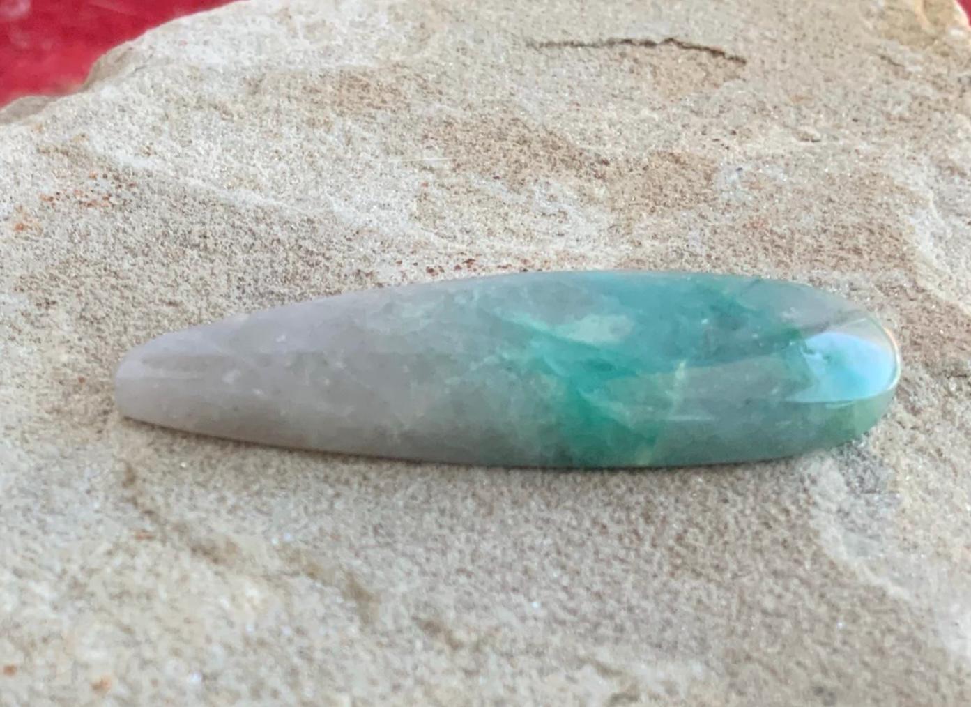 Gorgeous Chrysocolla In Quartz Elongated Teardrop Cabochon