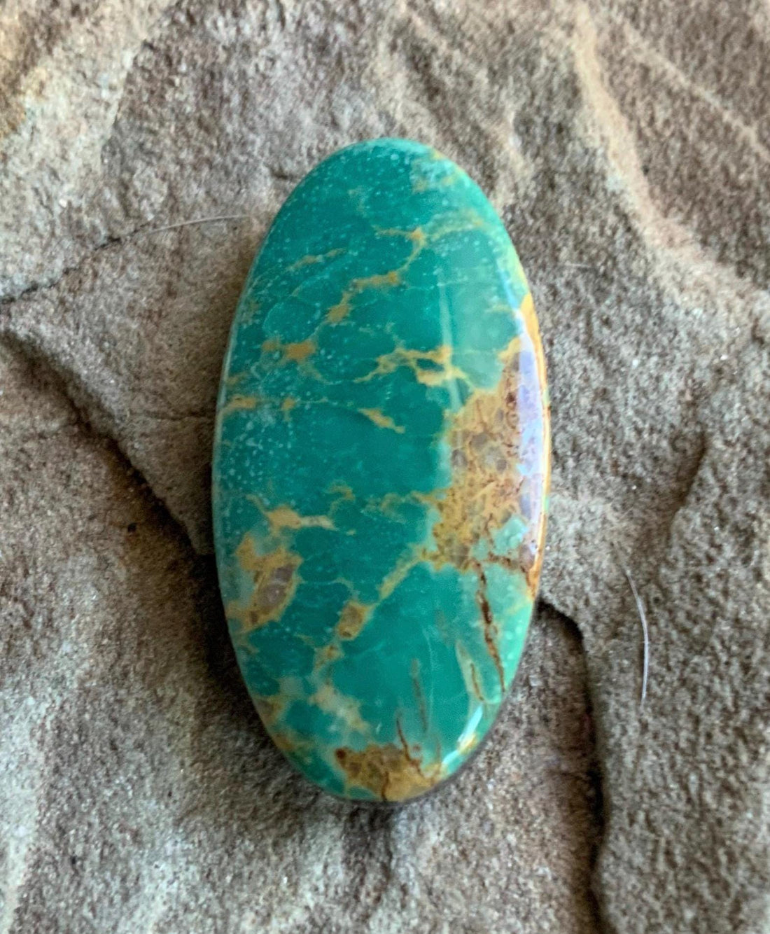 Beautiful Turquoise Mountain Green Long Oval Turquoise Cabochon