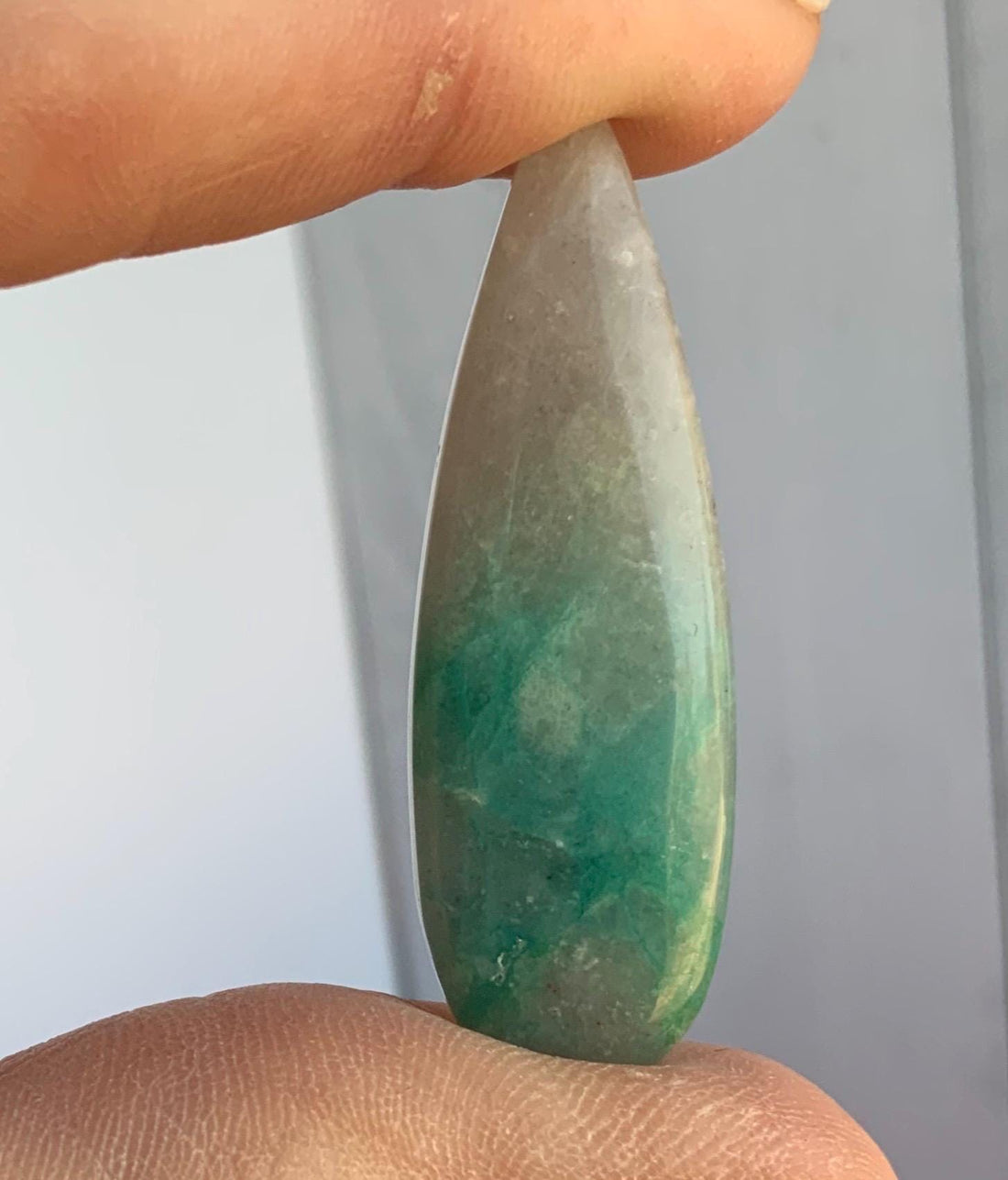 Gorgeous Chrysocolla In Quartz Elongated Teardrop Cabochon