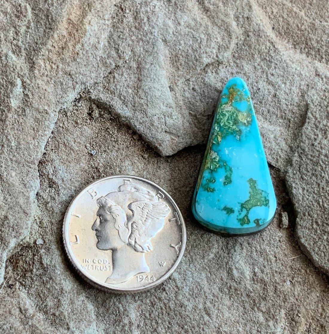Royston Turquoise Blue & Green Elongated Triangular Cabochon #R63