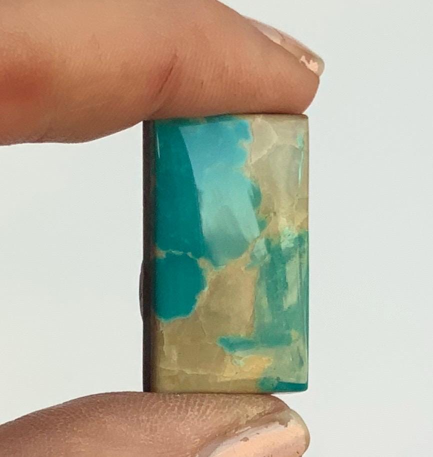 Beautiful Blue Royston Turquoise Rectangular Cabochon with Quartz Inclusions #R07