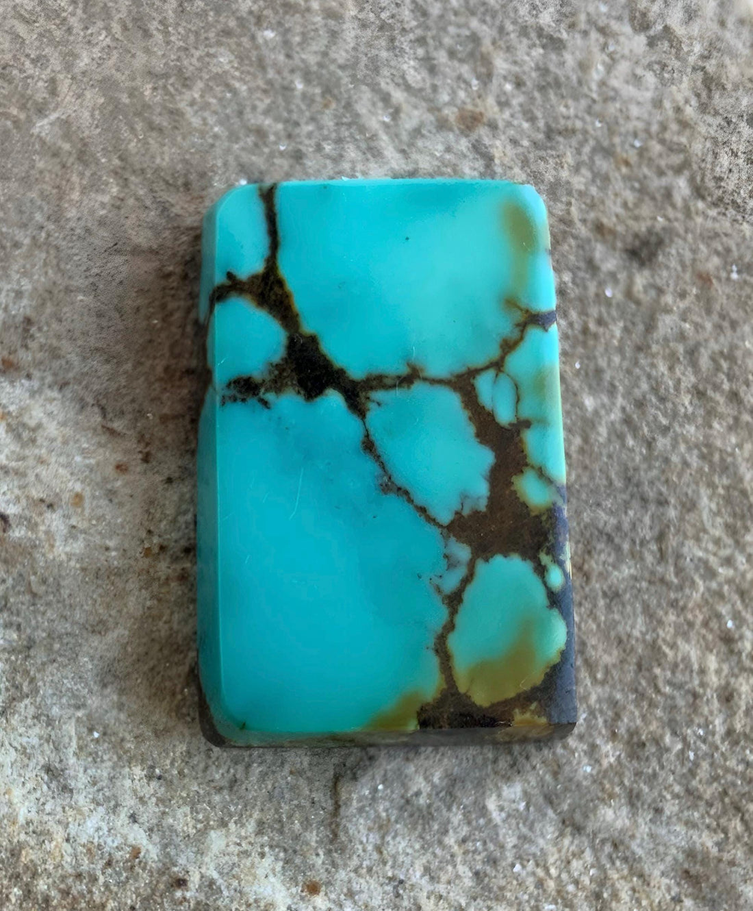 Bao Canyon Turquoise Blue Rectangular Cabochon With Black & Green #BC130
