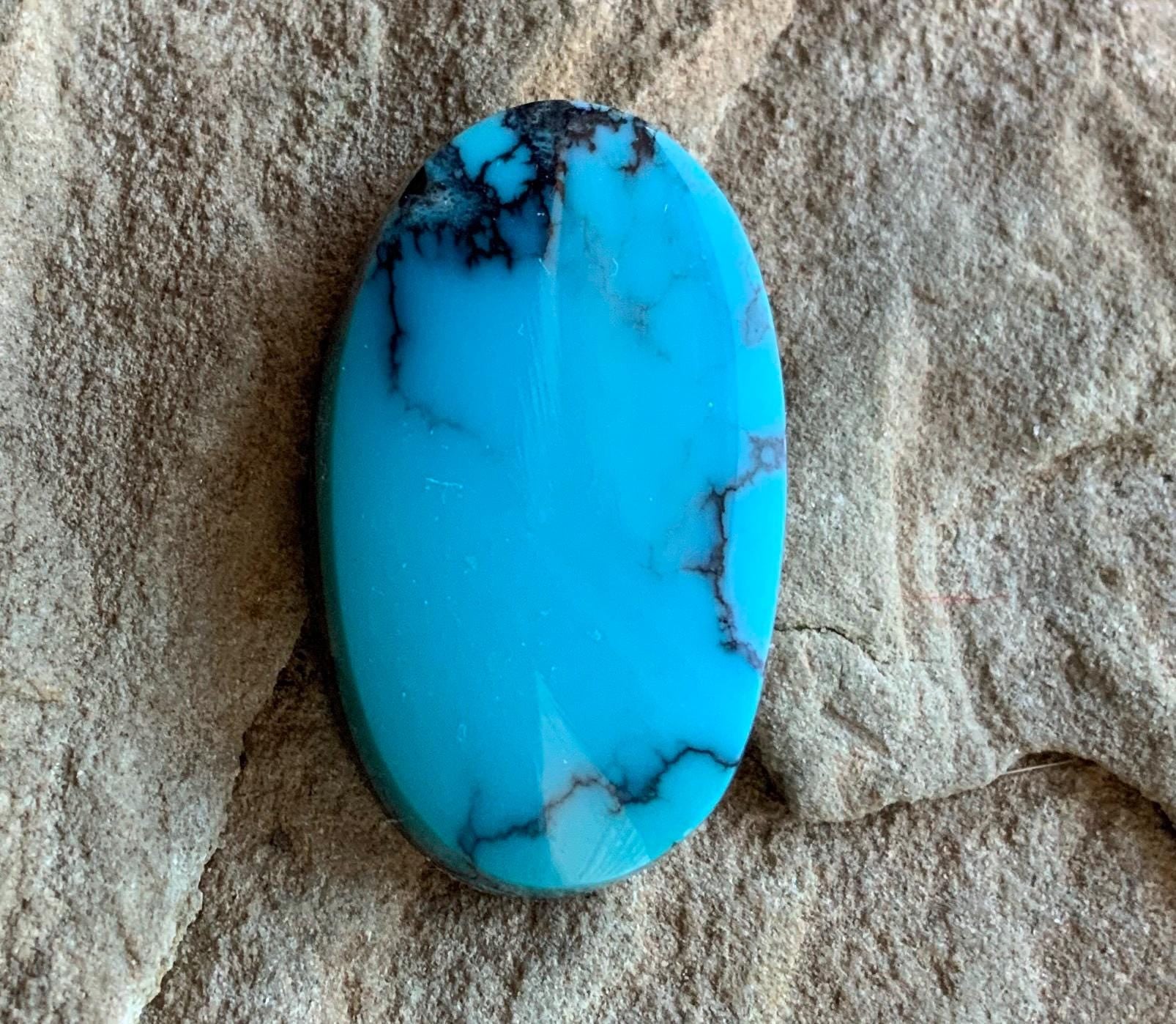 High Grade Cloud Mountain Turquoise Oval Blue Cabochon