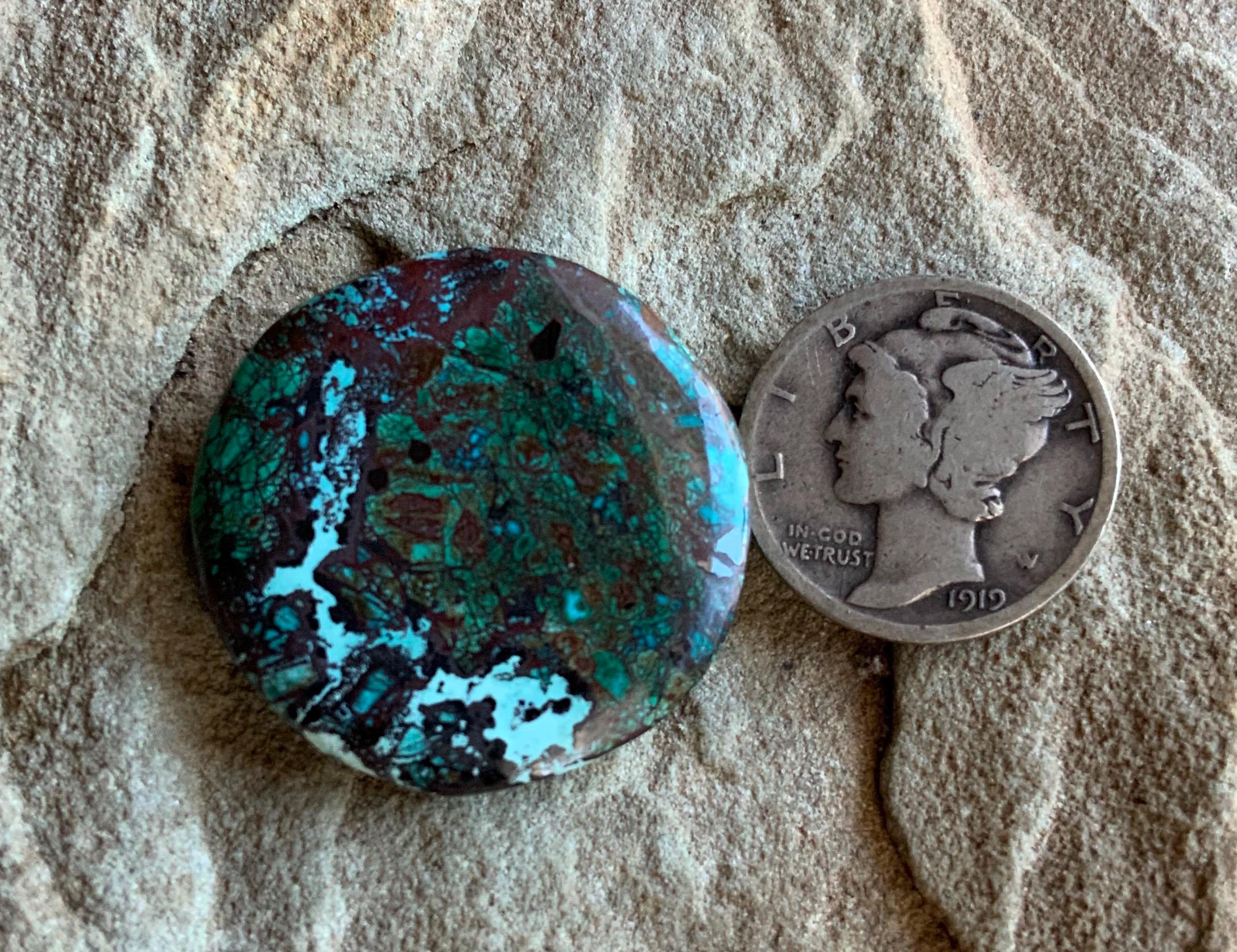 Colorful Sonoran Sunrise Chrysocolla Cuprite Round Cabochon