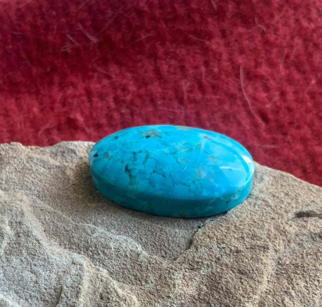 Beautiful Blue Royston Turquoise Thick Large Oval Cabochon #R36