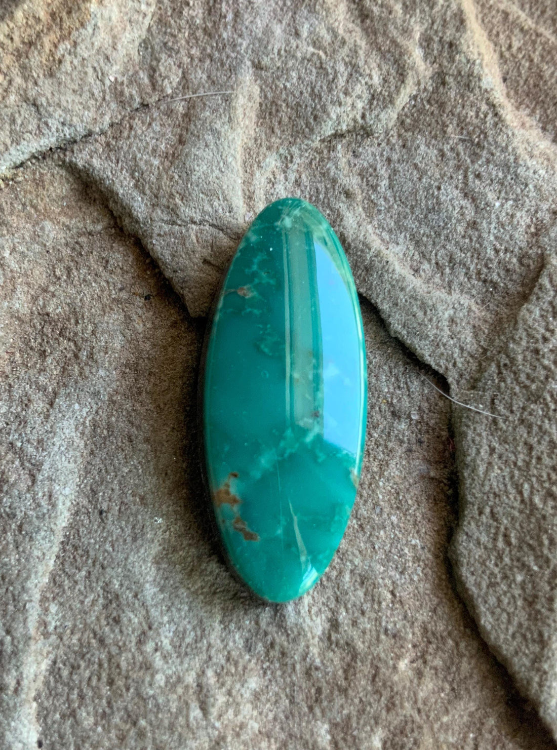 Turquoise Mountain Green Long Oval Turquoise Cabochon