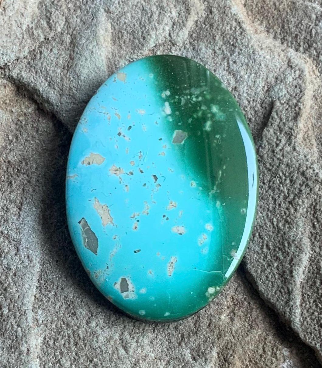 Beautiful Royston Turquoise Two Tone Green Large Oval Cabochon #R12