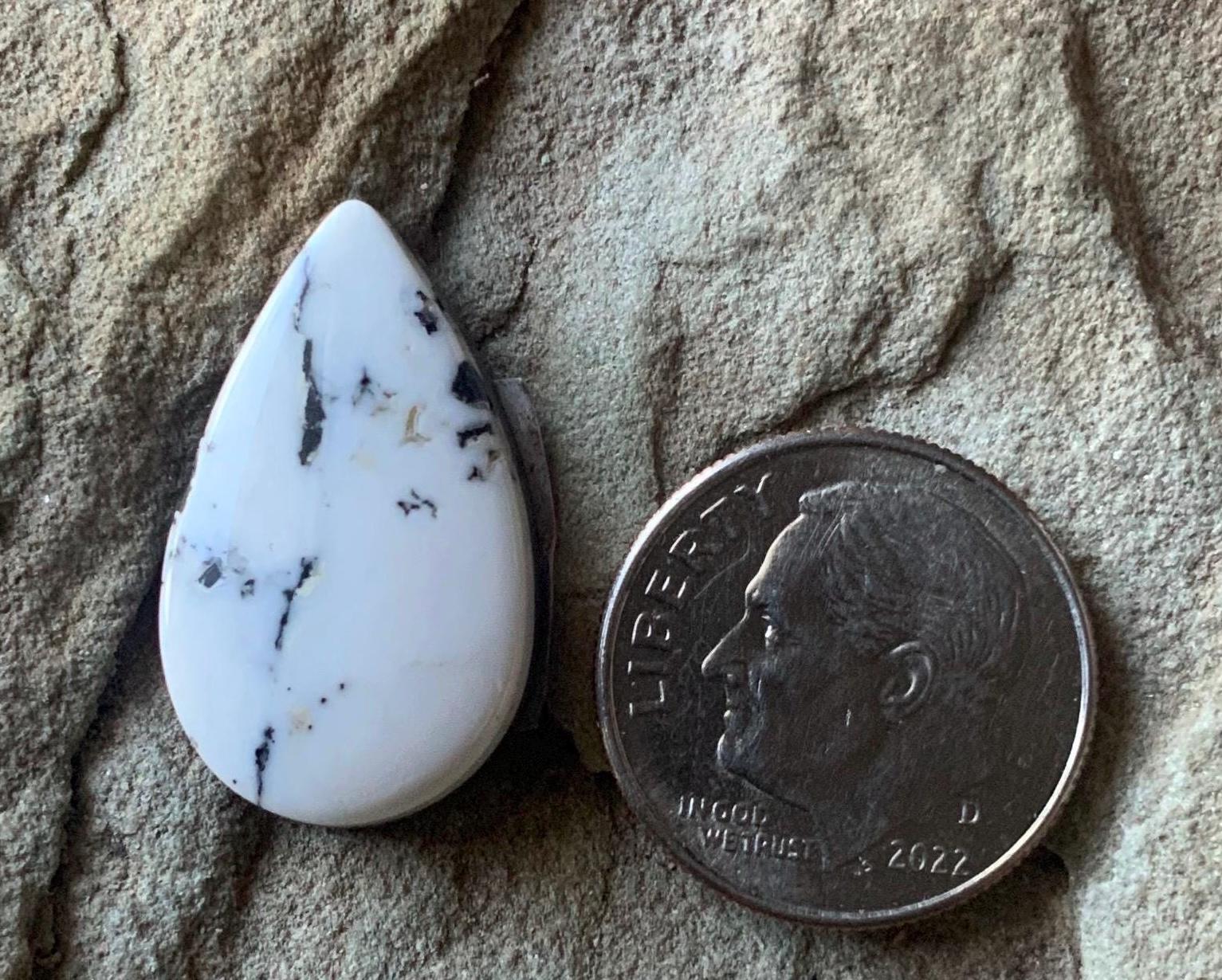 Beautiful Natural White Buffalo Teardrop Cabochon