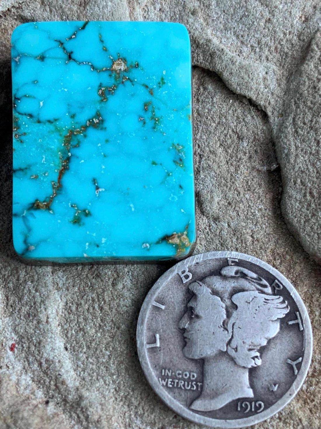 Beautiful Turquoise Mountain Turquoise Rectangular Cabochon