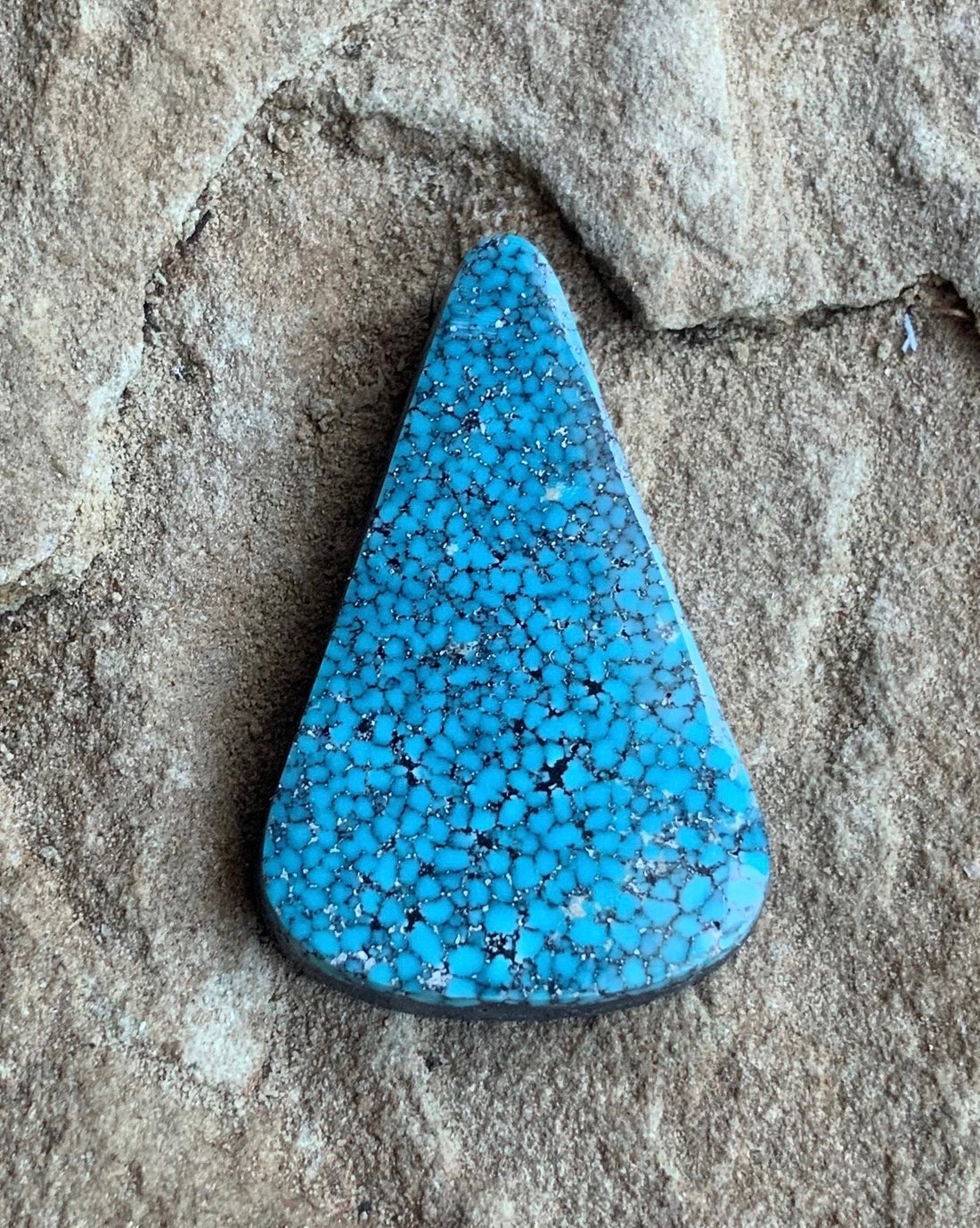 High Grade Black Web Kingman Turquoise Triangular Cabochon