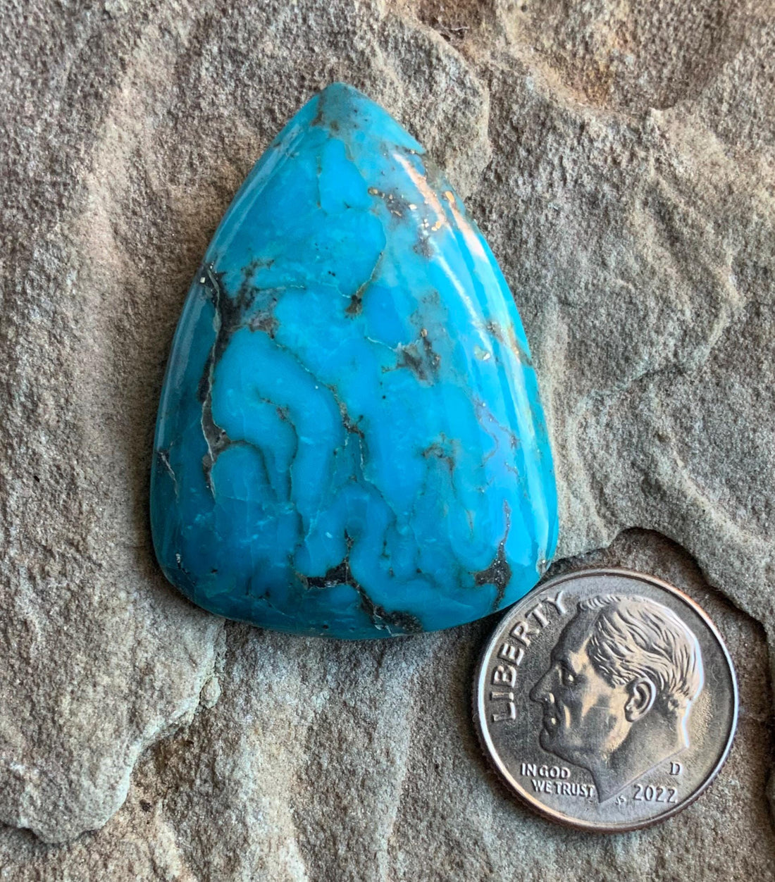 Beautiful Blue Morenci Turquoise Triangular Cabochon