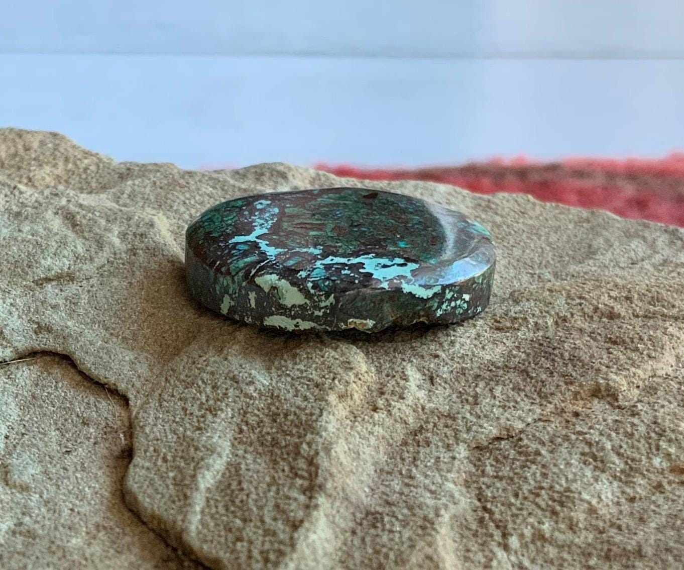 Colorful Sonoran Sunrise Chrysocolla Cuprite Round Cabochon