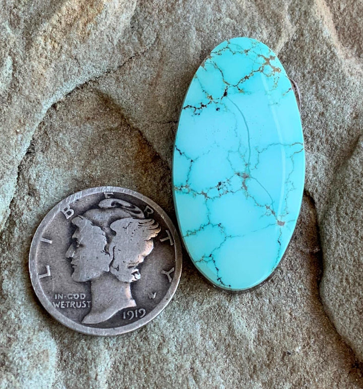 Beautiful Natural High Grade Number Eight Turquoise Oval Cabochon