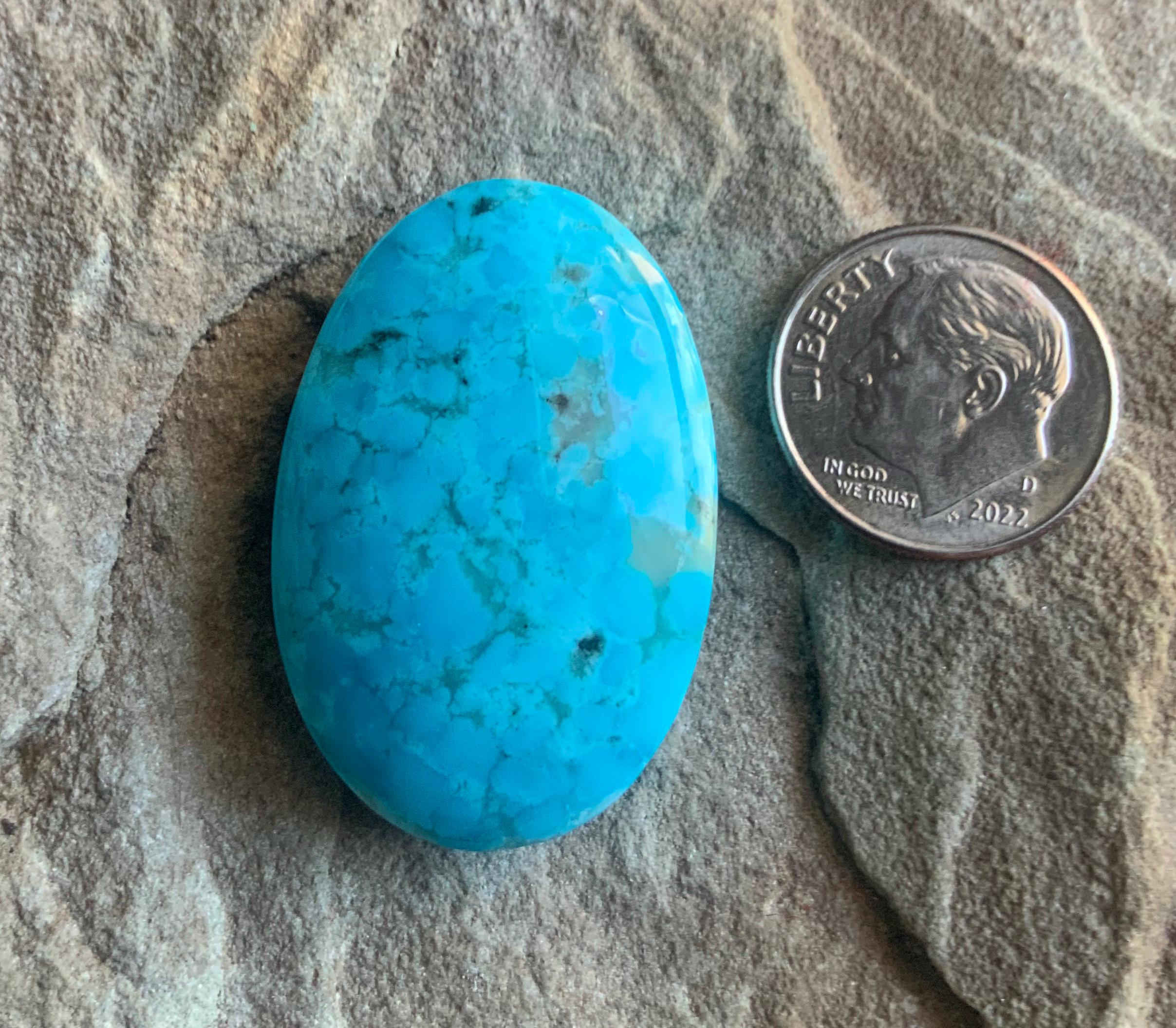 Beautiful Blue Royston Turquoise Thick Large Oval Cabochon #R36