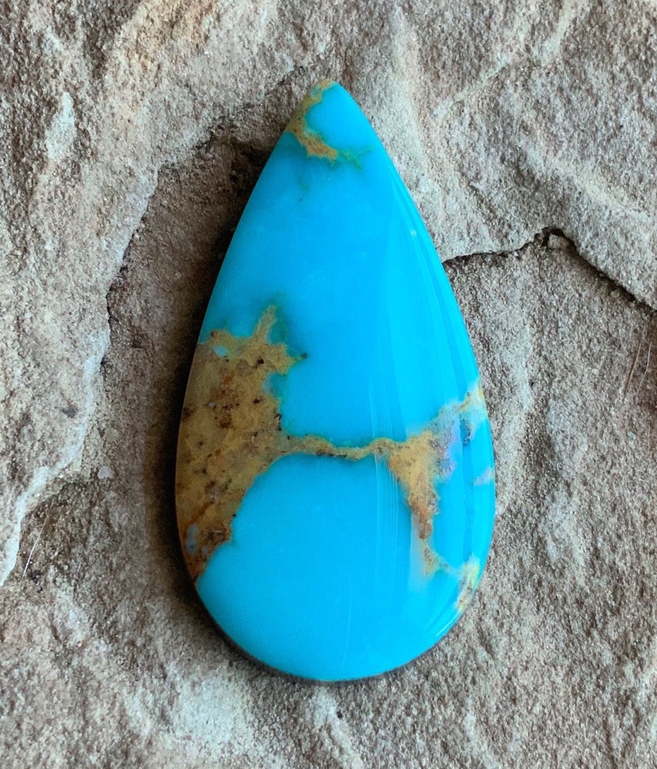 Natural Royston Turquoise Blue Teardrop Cabochon-Nevada Gemstone #R98