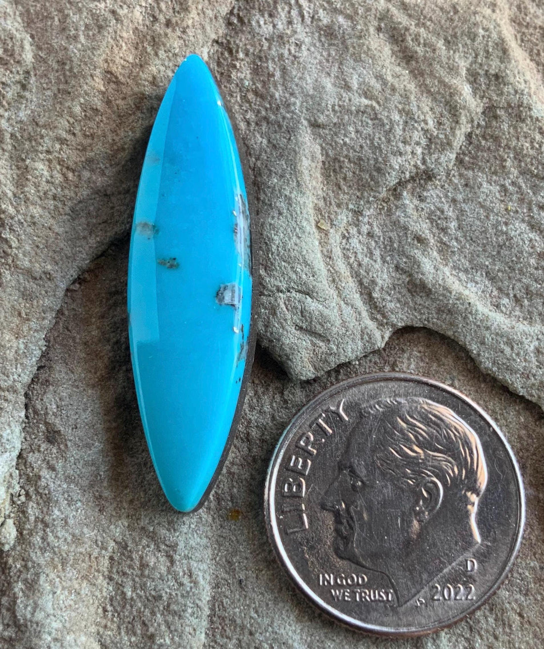 Gorgeous Blue Ithaca Peak Turquoise Marquis Cut Cabochon With Pyrite Flecks