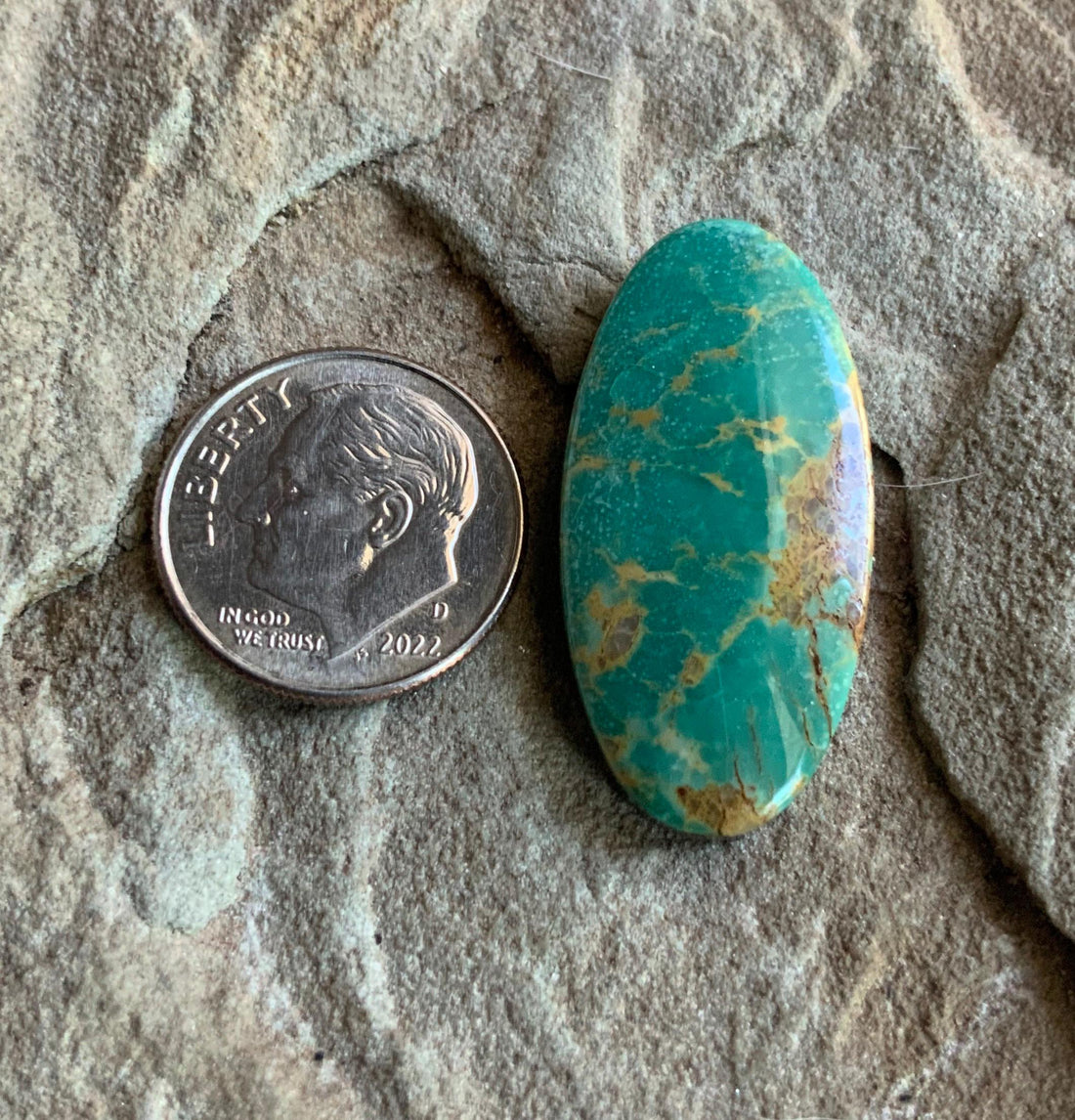 Beautiful Turquoise Mountain Green Long Oval Turquoise Cabochon