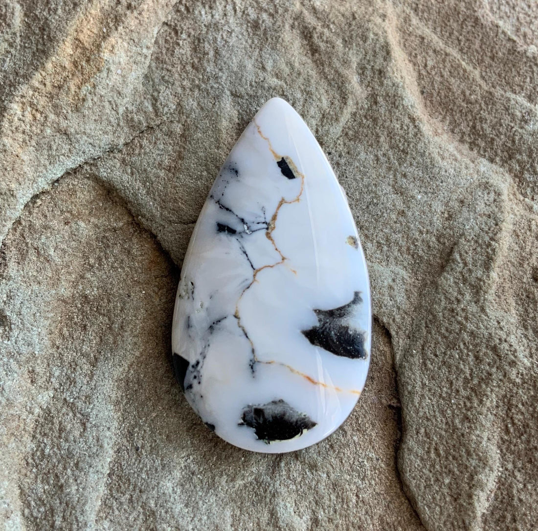 Beautiful Natural White Buffalo Large Teardrop Cabochon