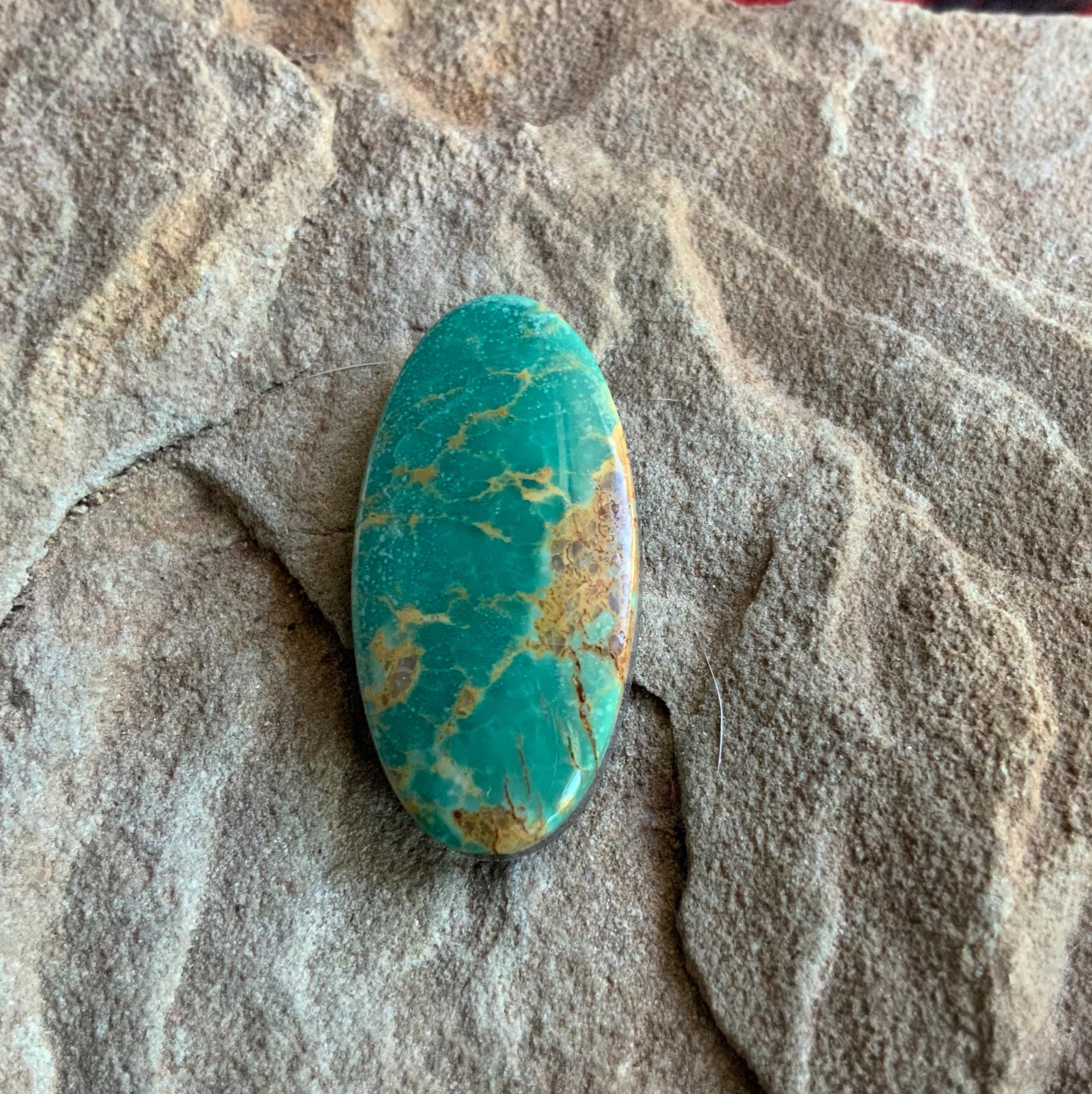Beautiful Turquoise Mountain Green Long Oval Turquoise Cabochon