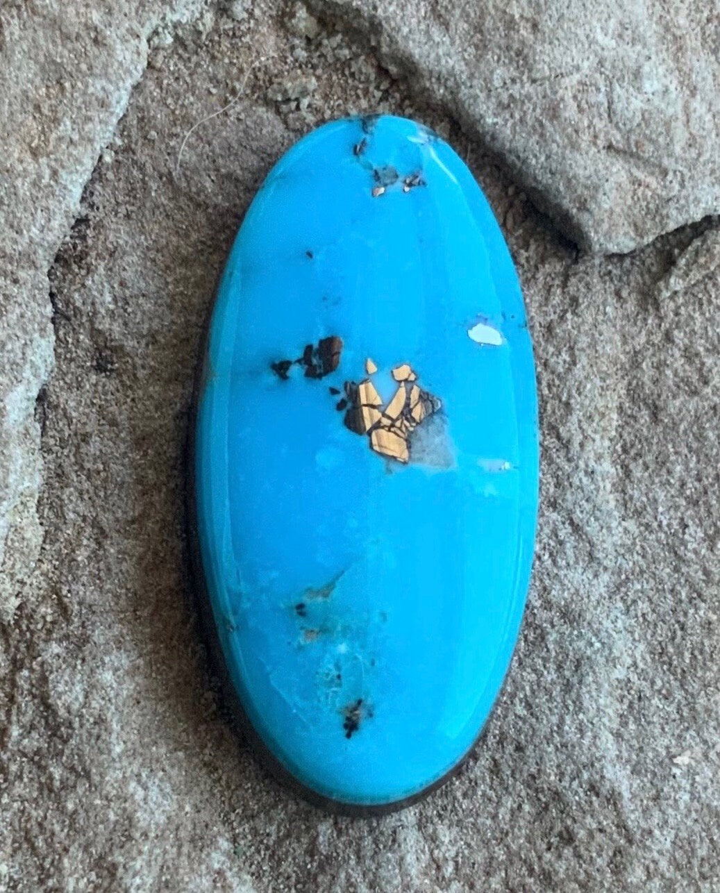 Ithaca Peak Turquoise Oval Cabochon With Silver Pyrite #IP135