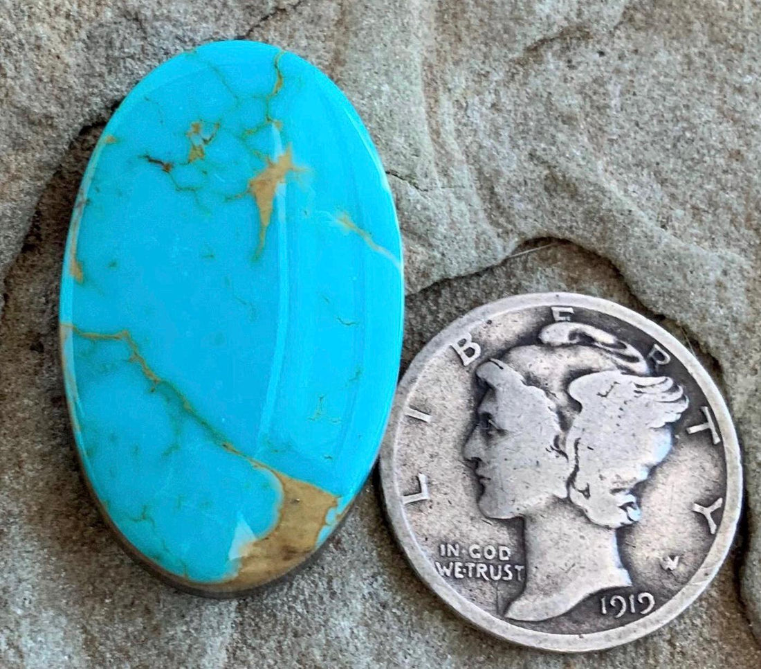 Beautiful Blue Natural Royston Turquoise Oval Cabochon R136