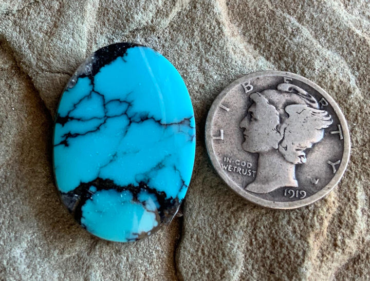Beautiful High Grade Cloud Mountain Turquoise Oval Blue Cabochon