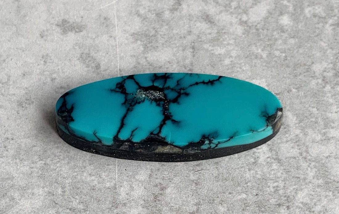 Gorgeous High Grade Cloud Mountain Turquoise Long Oval Blue Cabochon