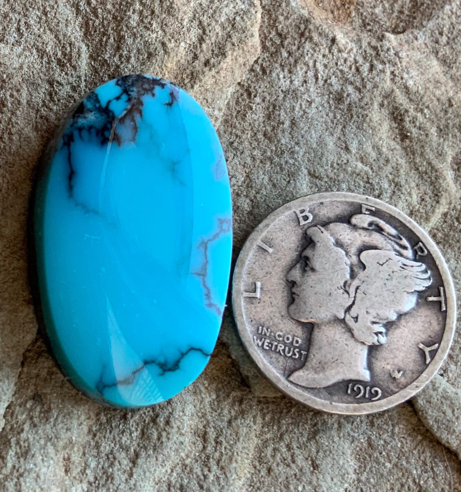 High Grade Cloud Mountain Turquoise Oval Blue Cabochon