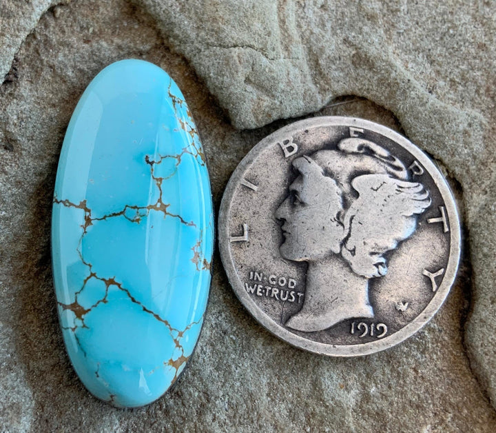 Beautiful Natural High Grade Number Eight Turquoise Oval Cabochon