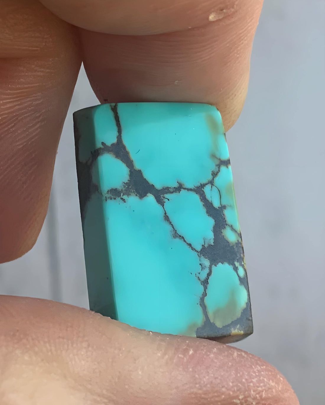 Bao Canyon Turquoise Blue Rectangular Cabochon With Black & Green #BC130
