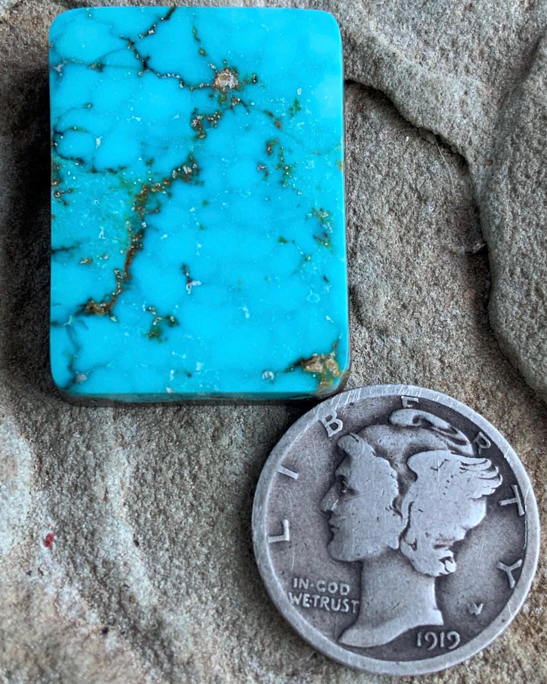Beautiful Turquoise Mountain Turquoise Rectangular Cabochon