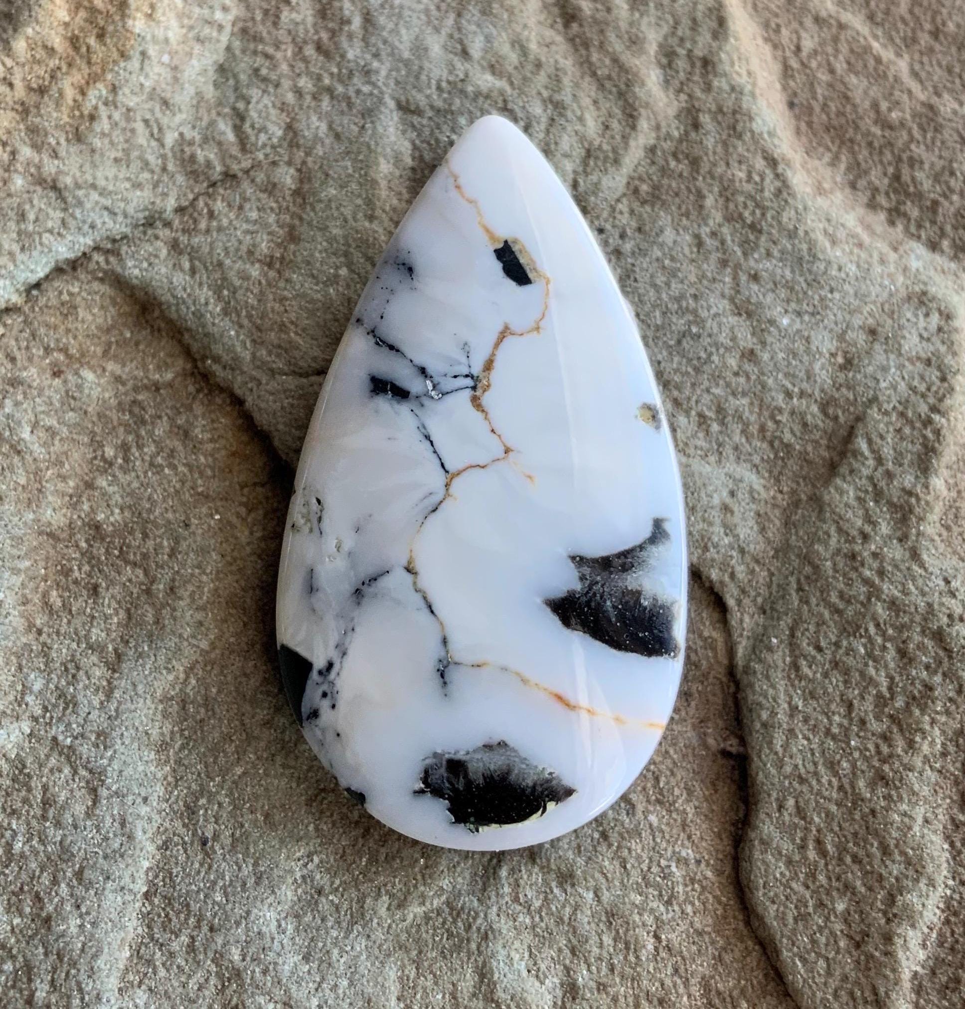 Beautiful Natural White Buffalo Large Teardrop Cabochon