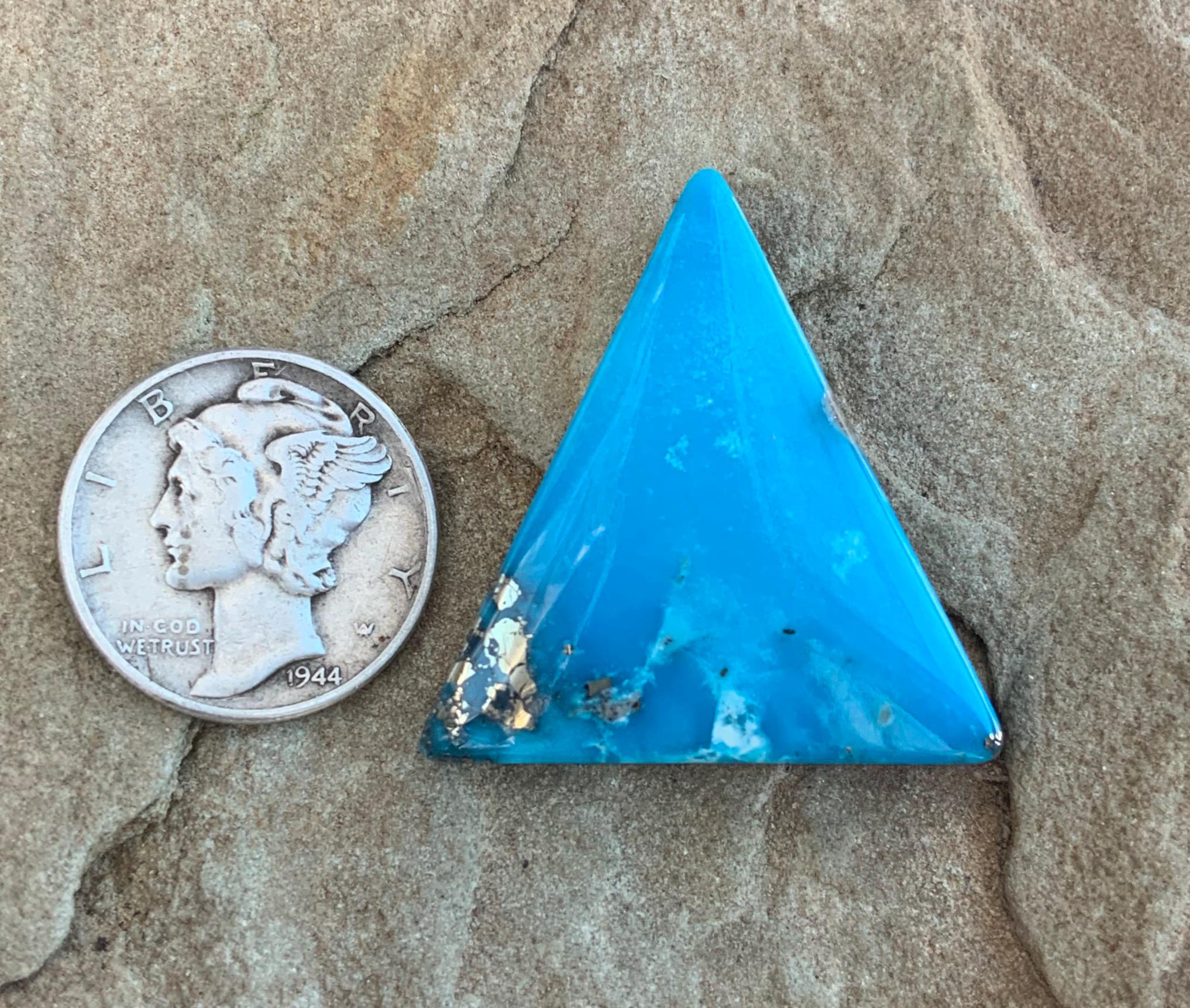 Ithaca Peak Turquoise Blue High Grade Triangle Cabochon With Pyrite #IP107