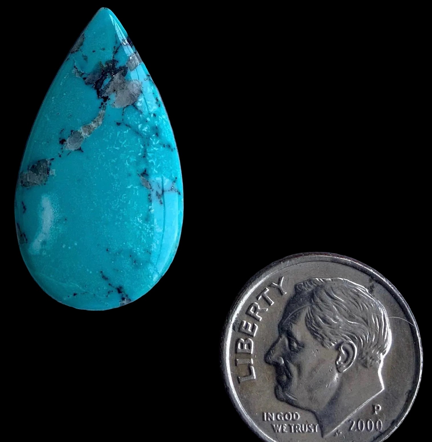Ithaca Peak Turquoise Teardrop Cabochon With Quartz Inclusions-Arizona Gemstone #IP111