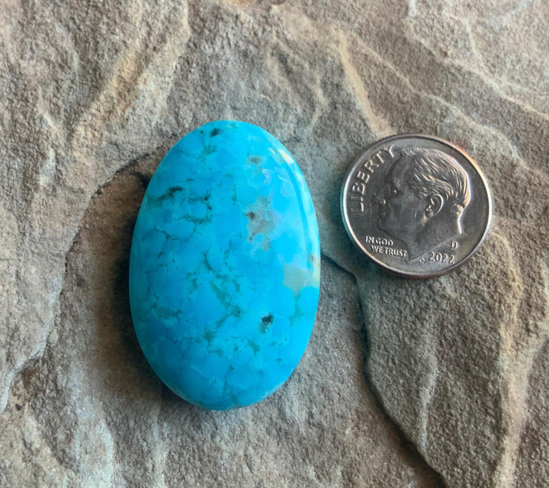 Beautiful Blue Royston Turquoise Thick Large Oval Cabochon #R36
