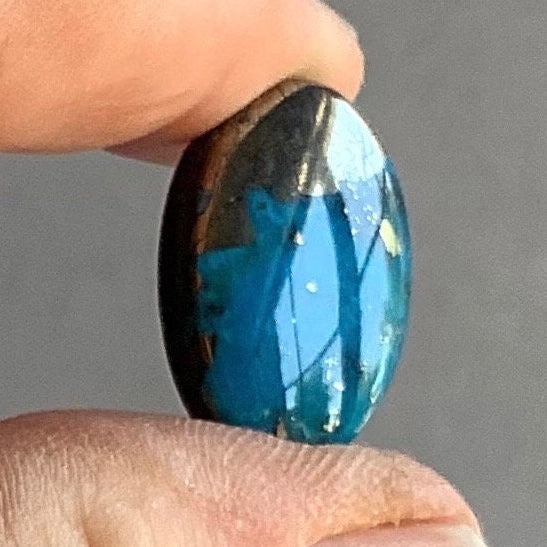 Ithaca Peak Turquoise High Grade Oval Cabochon With Pyrite-Arizona Gemstone #IP121