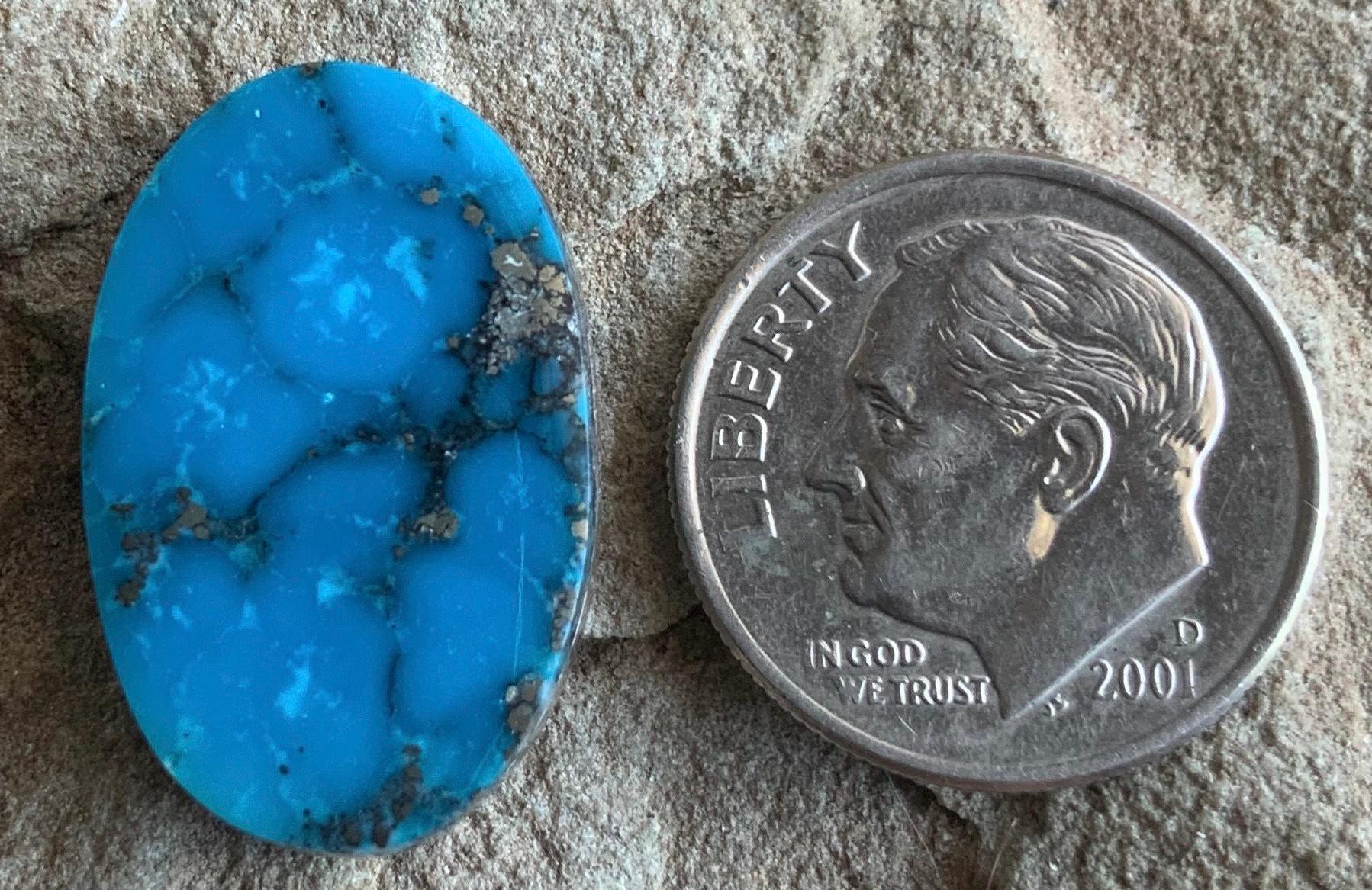 Ithaca Peak Turquoise High Grade Oval Cabochon With Silver Pyrite #105