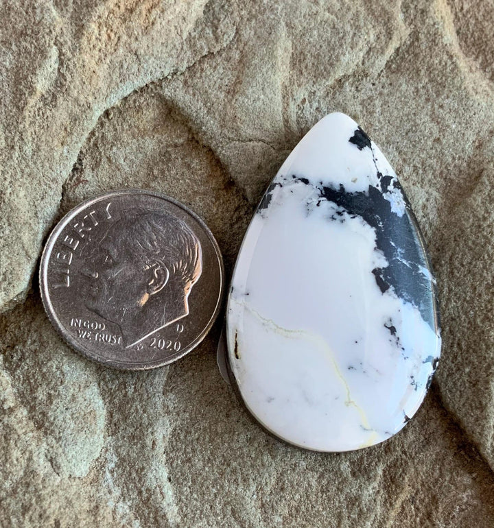 Beautiful Natural White Buffalo Large Teardrop Cabochon