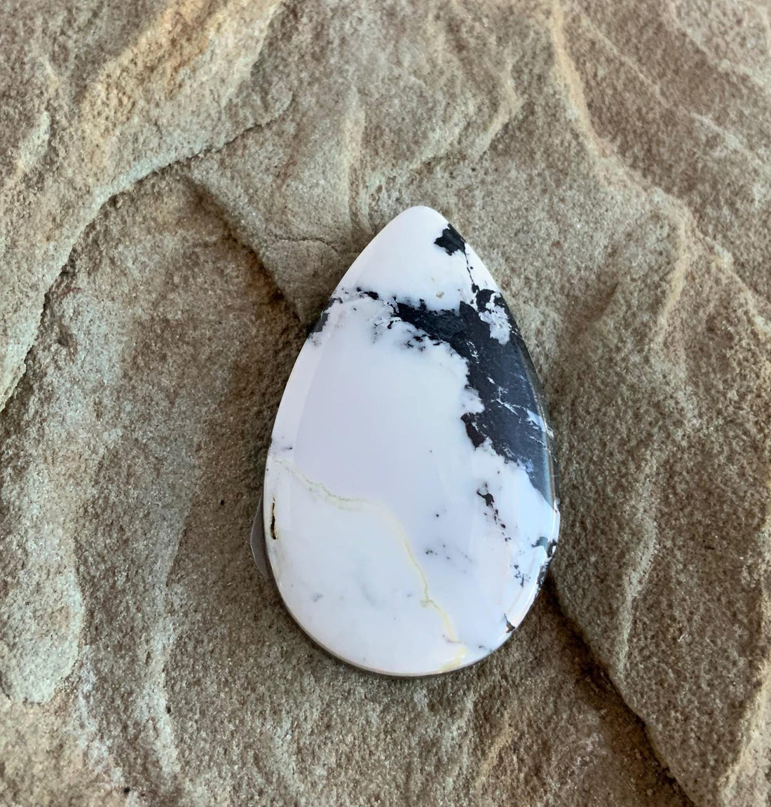Beautiful Natural White Buffalo Large Teardrop Cabochon