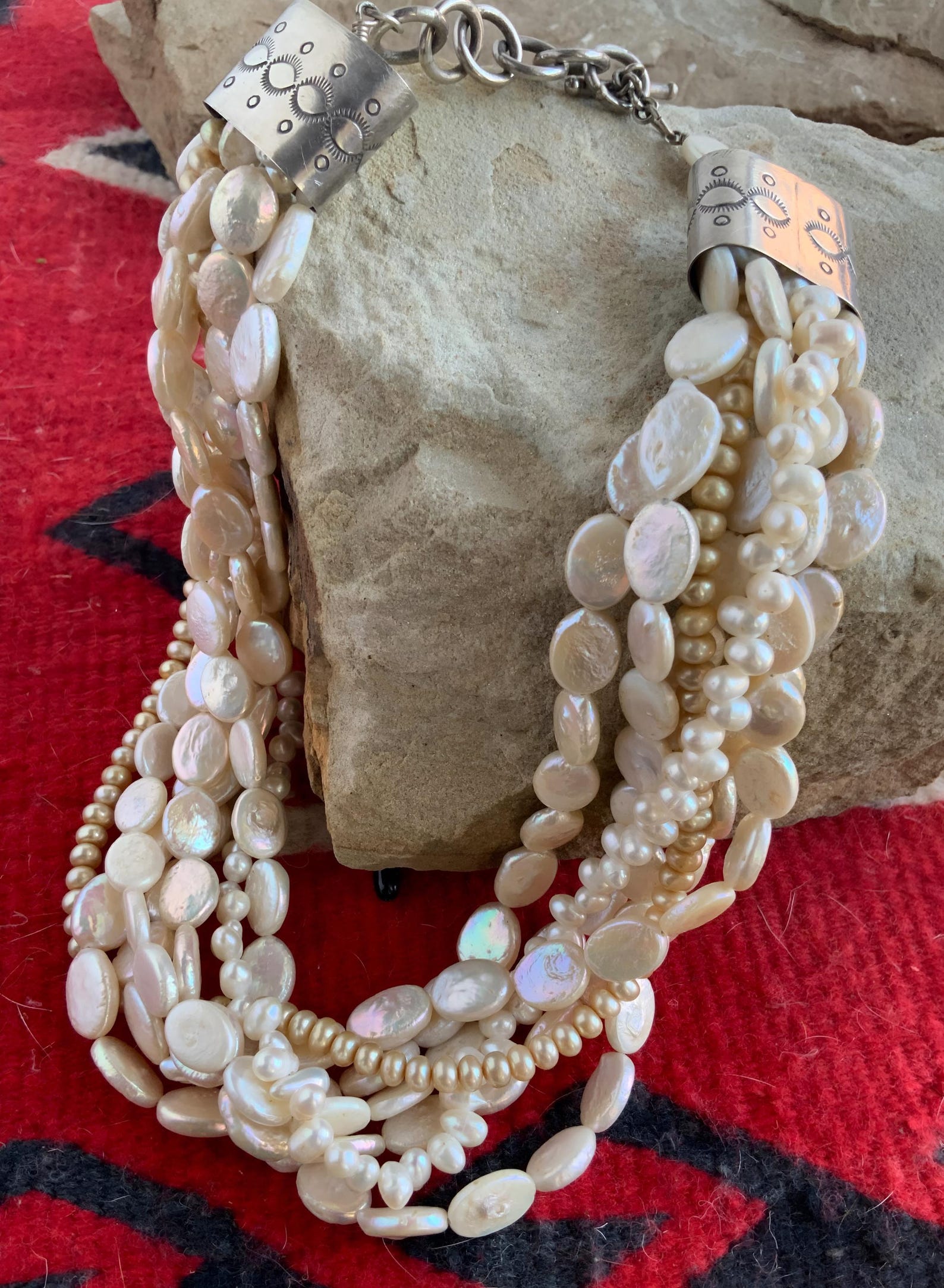 Vintage Southwest Multi Strand Pearl Necklace