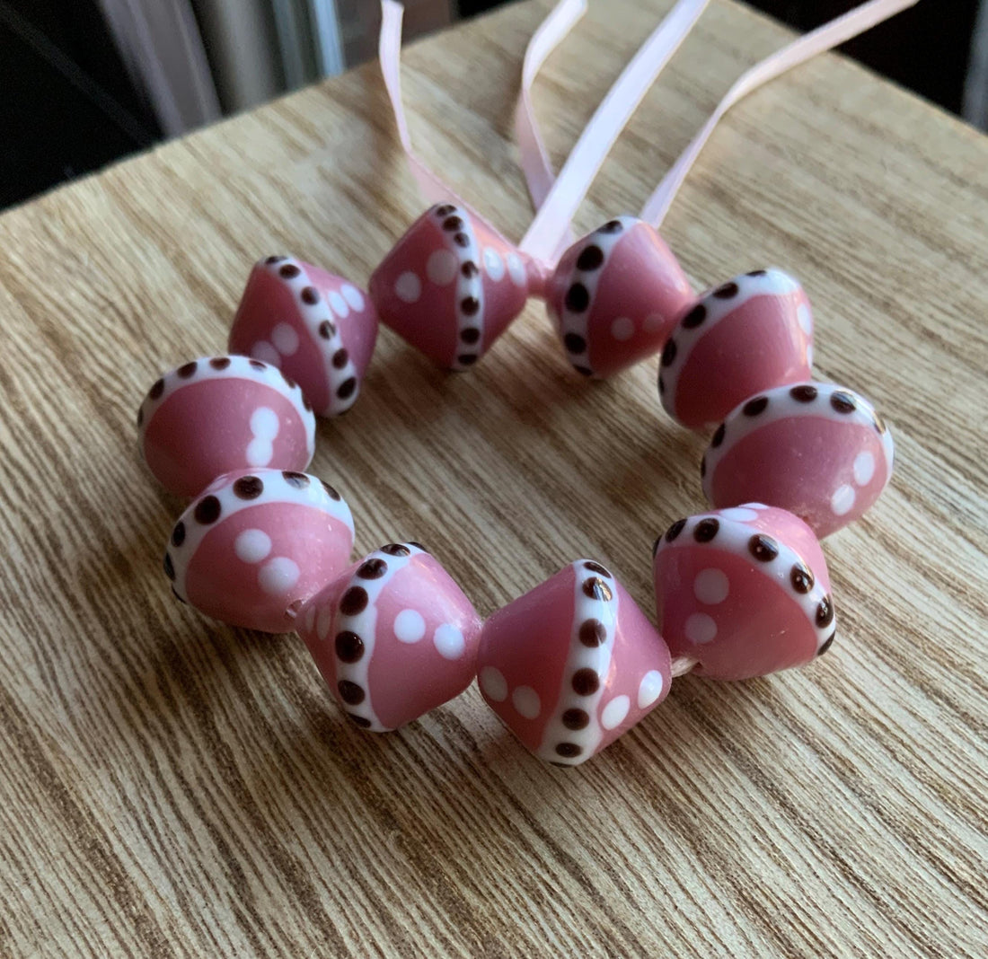 Beautiful Handcrafted Pink Matte Handcrafted Lampwork Beads
